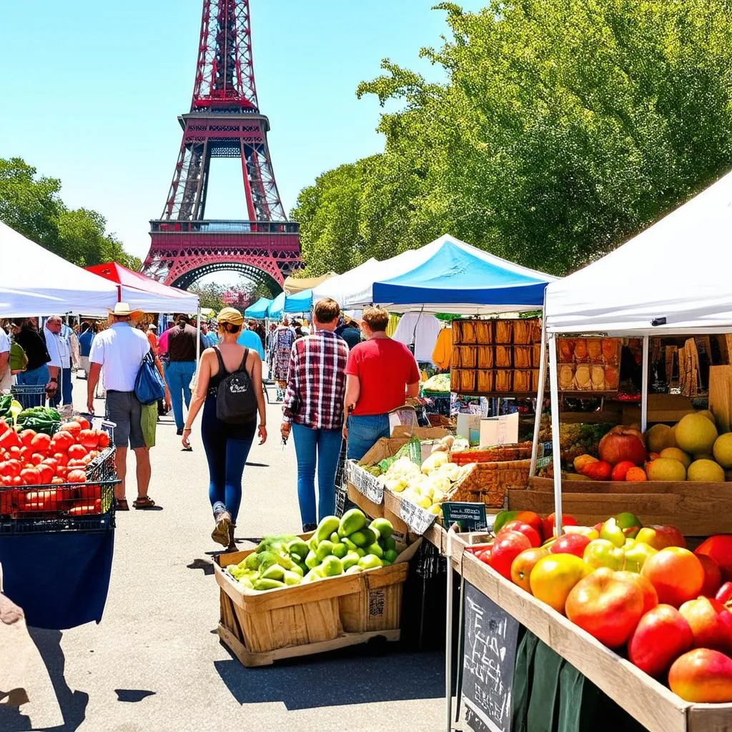 Travelers shopping local produce at the Paris Texas Farmers Market